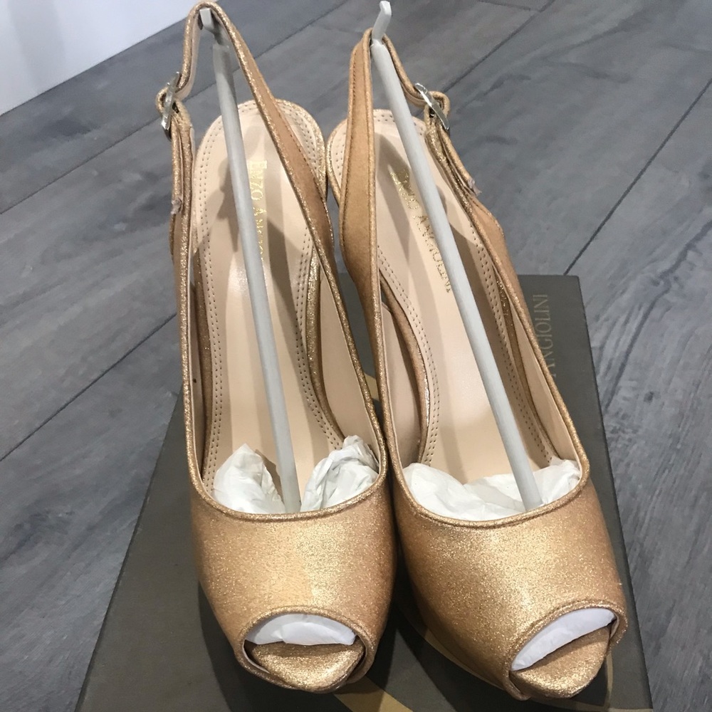 New gold  platform heels sz 8